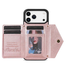 Lade das Bild in den Galerie-Viewer, Casekis Crossbody Strap Leather Magnetic Wallet Phone Case Rose Gold