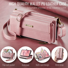 Lade das Bild in den Galerie-Viewer, Casekis Crossbody Leather Wallet RFID Phone Case Pink
