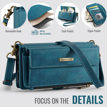 Lade das Bild in den Galerie-Viewer, Casekis Crossbody Leather Wallet RFID Phone Case Green