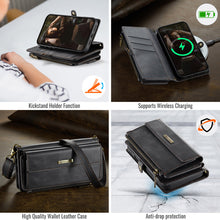 Lade das Bild in den Galerie-Viewer, Casekis Crossbody Leather Wallet RFID Phone Case Black