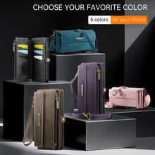 Lade das Bild in den Galerie-Viewer, Casekis Crossbody Leather Wallet RFID Phone Case Purple