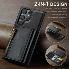 Lade das Bild in den Galerie-Viewer, Casekis RFID Magnetic Detachable Leather Wallet Phone Case Black