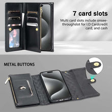 Lade das Bild in den Galerie-Viewer, Casekis 7-Slot Foldable Crossbody Wallet Phone Case Black