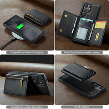 Lade das Bild in den Galerie-Viewer, Casekis RFID Magnetic Detachable Leather Wallet Phone Case Black