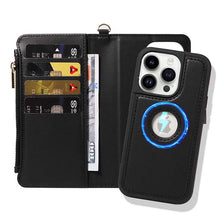 Load image into Gallery viewer, Casekis Cardholder Case with Wrist Strap,Compatible with MagSafe,Zipper Pocket,Black