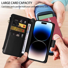Load image into Gallery viewer, Casekis Cardholder Case with Wrist Strap,Compatible with MagSafe,Zipper Pocket,Black