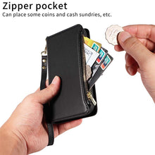 Load image into Gallery viewer, Casekis Cardholder Case with Wrist Strap,Compatible with MagSafe,Zipper Pocket,Black