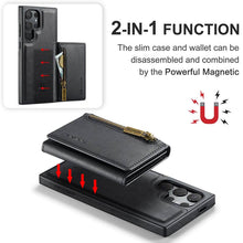 Lade das Bild in den Galerie-Viewer, Casekis RFID Magnetic Detachable Leather Wallet Phone Case Black