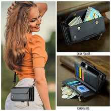 Load image into Gallery viewer, Casekis Cardholer Zipper Wallet Crossbody Phone Case Black