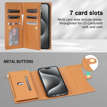Lade das Bild in den Galerie-Viewer, Casekis 7-Slot Foldable Crossbody Wallet Phone Case Brown