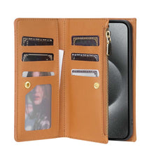 Lade das Bild in den Galerie-Viewer, Casekis 7-Slot Foldable Crossbody Wallet Phone Case Brown