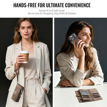 Load image into Gallery viewer, Casekis Wrist Strap Zipper Wallet Phone Case Brown