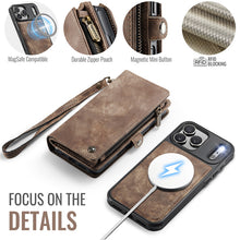 Load image into Gallery viewer, Casekis Wrist Strap Zipper Wallet Phone Case Brown