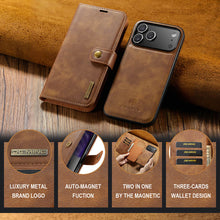 Load image into Gallery viewer, Casekis Detachable Leather Wallet Phone Case Brown