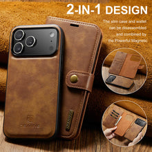 Load image into Gallery viewer, Casekis Detachable Leather Wallet Phone Case Brown