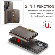 Lade das Bild in den Galerie-Viewer, Casekis RFID Magnetic Detachable Leather Wallet Phone Case Coffee