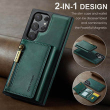 Load image into Gallery viewer, Casekis RFID Magnetic Detachable Leather Wallet Phone Case Green