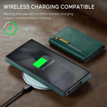 Load image into Gallery viewer, Casekis RFID Magnetic Detachable Leather Wallet Phone Case Green