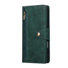 Lade das Bild in den Galerie-Viewer, Casekis Studded Zip Leather Wallet Wristlet Phone Case Green