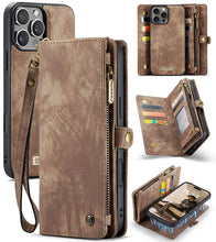 Load image into Gallery viewer, Casekis Wrist Strap Zipper Wallet Phone Case Brown