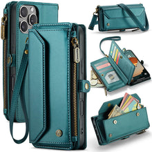 Lade das Bild in den Galerie-Viewer, Casekis Cardholer Zipper Wallet Crossbody Phone Case Green