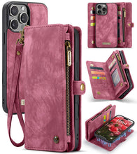 Lade das Bild in den Galerie-Viewer, Casekis Wrist Strap Zipper Wallet Phone Case Red