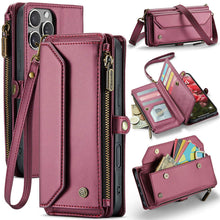 Lade das Bild in den Galerie-Viewer, Casekis Cardholer Zipper Wallet Crossbody Phone Case Red