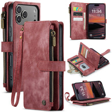 Lade das Bild in den Galerie-Viewer, Casekis Leather Zipper Phone Case Red