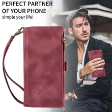 Lade das Bild in den Galerie-Viewer, Casekis Zipper RFID Wallet Phone Case Red Wine