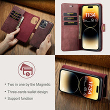 Lade das Bild in den Galerie-Viewer, Casekis Detachable Leather Wallet Phone Case Red