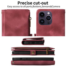 Lade das Bild in den Galerie-Viewer, Casekis Zipper RFID Wallet Phone Case Red Wine