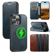 Load image into Gallery viewer, Casekis Leather Wallet MagSafe Phone Case Blue