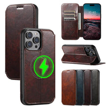 Lade das Bild in den Galerie-Viewer, Casekis Leather Wallet MagSafe Phone Case Brown