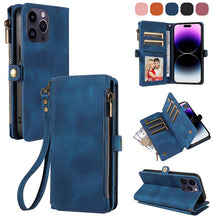 Load image into Gallery viewer, Casekis Zipper RFID Wallet Phone Case Dark Blue