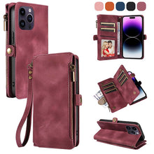 Lade das Bild in den Galerie-Viewer, Casekis Zipper RFID Wallet Phone Case Red Wine