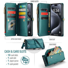 Lade das Bild in den Galerie-Viewer, Casekis Cardholer Zipper Wallet Crossbody Phone Case Green