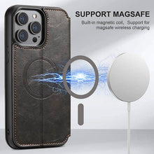 Load image into Gallery viewer, Casekis Leather Wallet MagSafe Phone Case Black