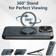 Lade das Bild in den Galerie-Viewer, Casekis Magnetic Charging Rotating Stand Leather Phone Case Blue