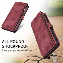 Lade das Bild in den Galerie-Viewer, Casekis Zipper RFID Wallet Phone Case Red Wine