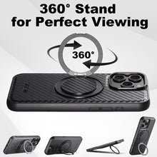 Lade das Bild in den Galerie-Viewer, Casekis Magnetic Charging Rotating Stand Leather Phone Case Fiber Texture
