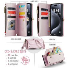 Lade das Bild in den Galerie-Viewer, Casekis Cardholer Zipper Wallet Crossbody Phone Case Pink