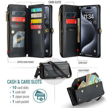 Load image into Gallery viewer, Casekis Cardholer Zipper Wallet Crossbody Phone Case Black