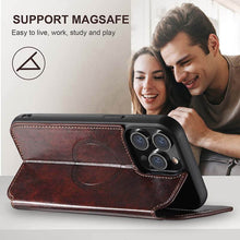 Lade das Bild in den Galerie-Viewer, Casekis Leather Wallet MagSafe Phone Case Brown