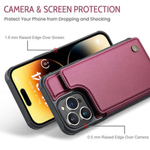 Load image into Gallery viewer, Casekis RFID Cardholder Wallet Phone Case Red Wine