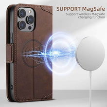 Lade das Bild in den Galerie-Viewer, Casekis Leather Wallet Phone Case compatible with MagSafe Brown