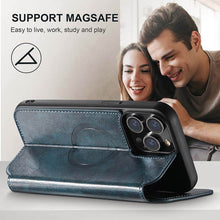 Load image into Gallery viewer, Casekis Leather Wallet MagSafe Phone Case Blue