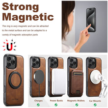Lade das Bild in den Galerie-Viewer, Casekis Magnetic Charging Rotating Stand Leather Phone Case Brown