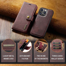 Lade das Bild in den Galerie-Viewer, Casekis Detachable Leather Wallet Phone Case Red