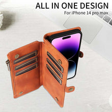 Lade das Bild in den Galerie-Viewer, Casekis Zipper RFID Wallet Phone Case Brown