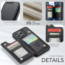 Lade das Bild in den Galerie-Viewer, Casekis RFID Cardholder Wallet Phone Case Black